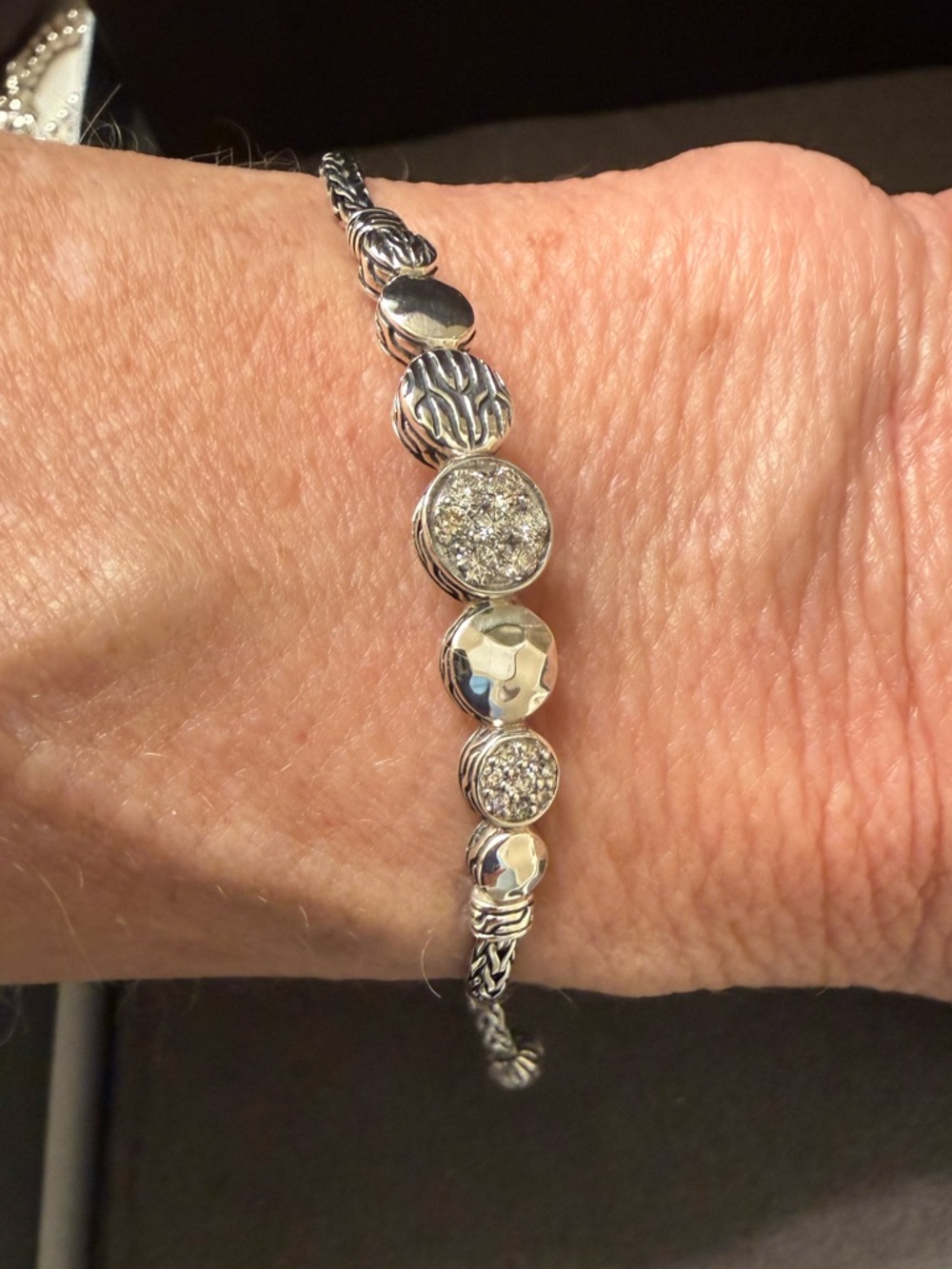 New John Hardy Palu Pave Station Pull Through Bracelet